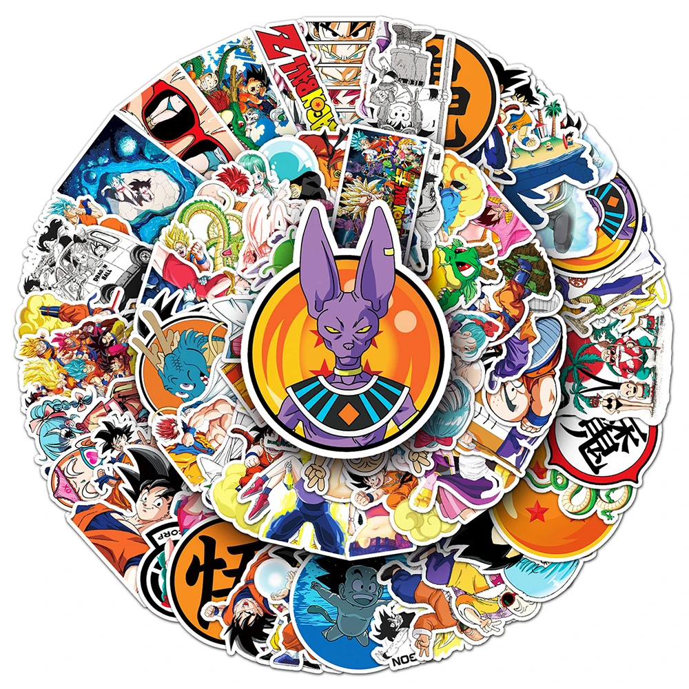 

10/30/50/100PCS Dragon Ball Cartoon Stickers Son Goku Anime Decals Toys Cool DIY Skateboard Car PVC Waterproof Sticker Wholesale