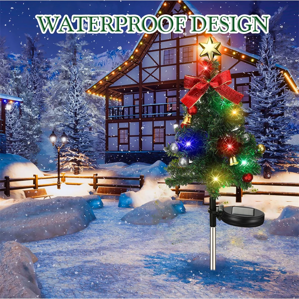 Christmas Tree Solar Lights Outdoor Waterproof LED Garden Pathway Lawn Landscape Festive Decorative Floor Lights Christmas Decor