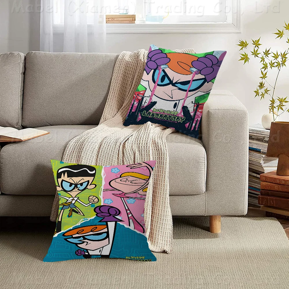 Cartoon D-Dexters L-Laboratory Stitch Lucky Dragon Pillow Cover Sofa Cushion Cover Home Room Decoration Children Gift