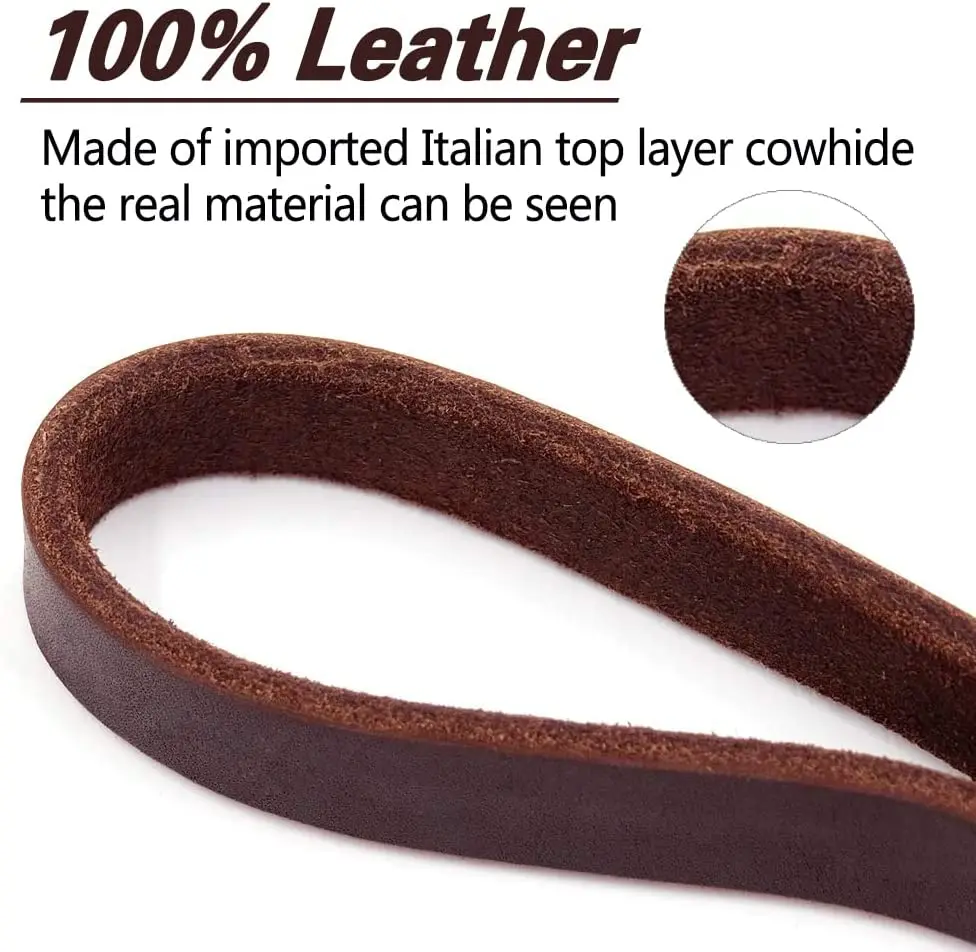 4/7/8ft Heavy Duty Genuine Leather Braided Dog Leashes for Large Medium Small Dogs Training Walking view 4