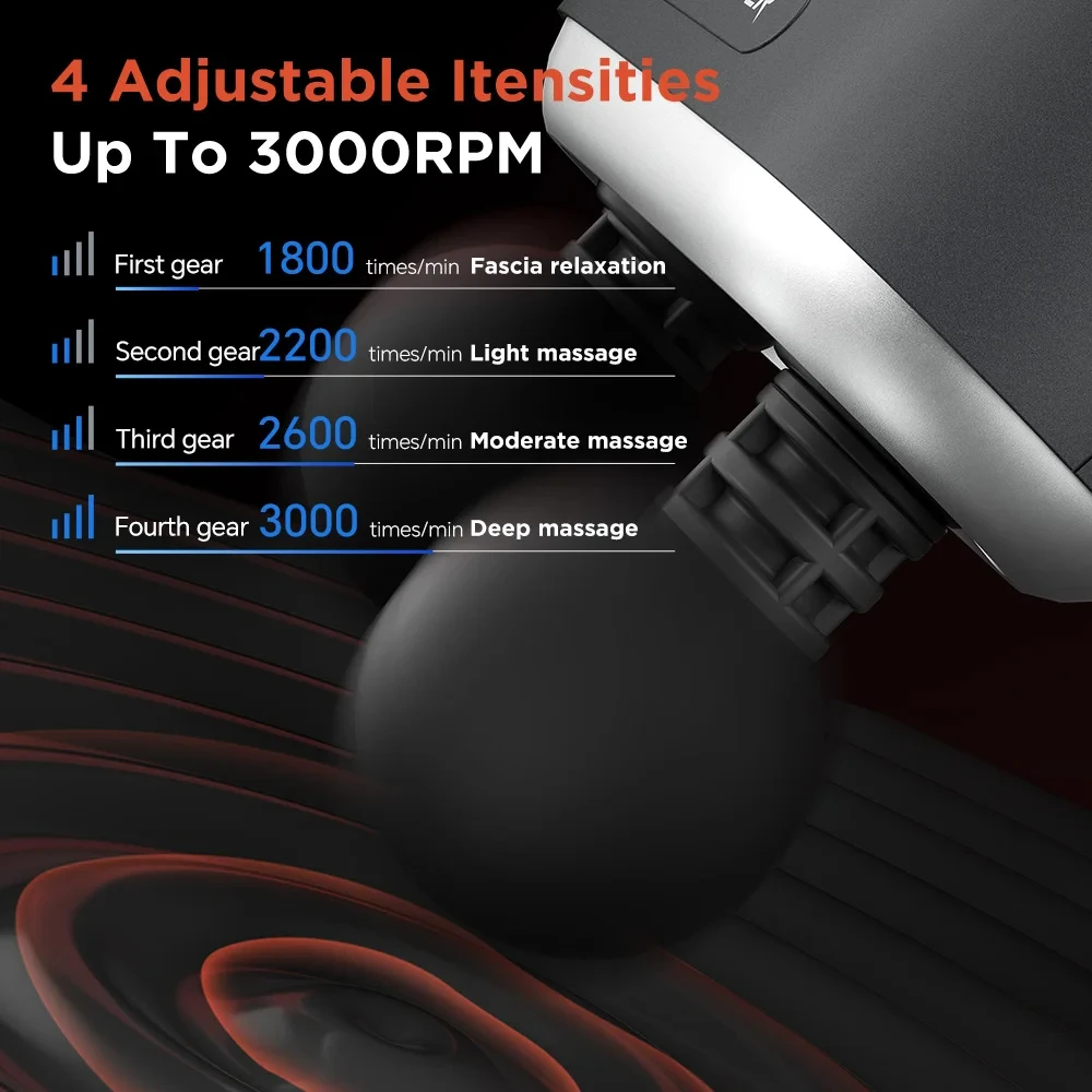 Booster Electric Massage Gun DM Dual Heads Portable Hot Compress Massager for Muscle and Shoulder Relaxation 4 Gears