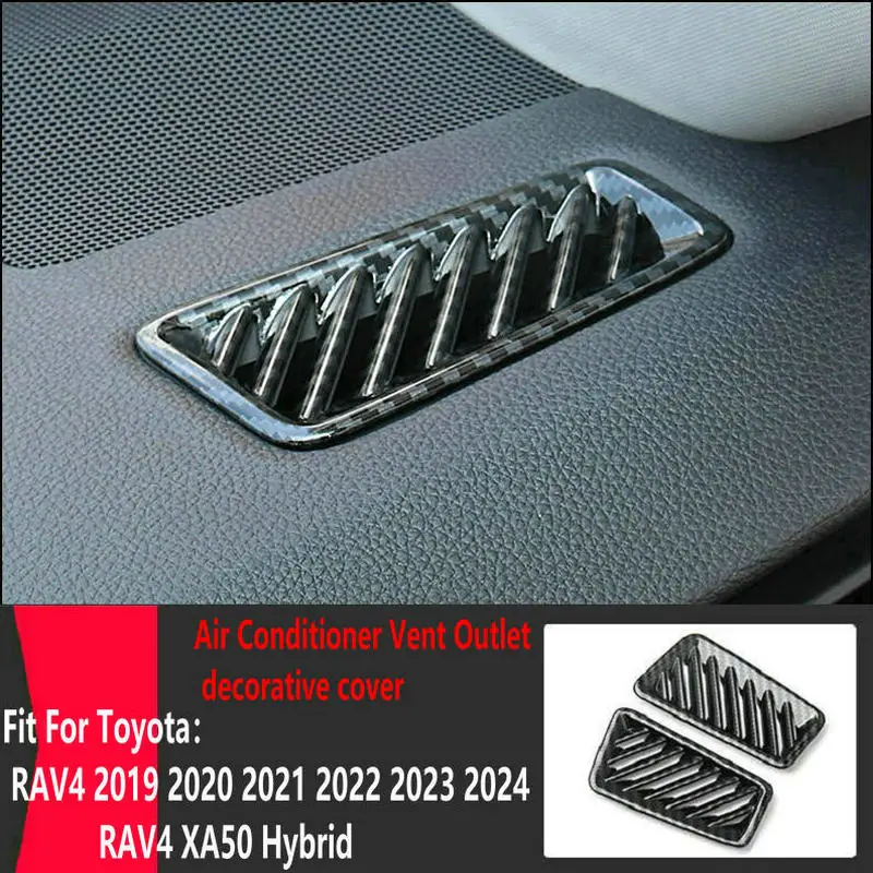 For Toyota RAV4 XA50 2019~2021 2022 2023 2024 RAV 4 Hybrid ABS Carbon Fiber Style Air Conditioner Vent Outlet decorative cover