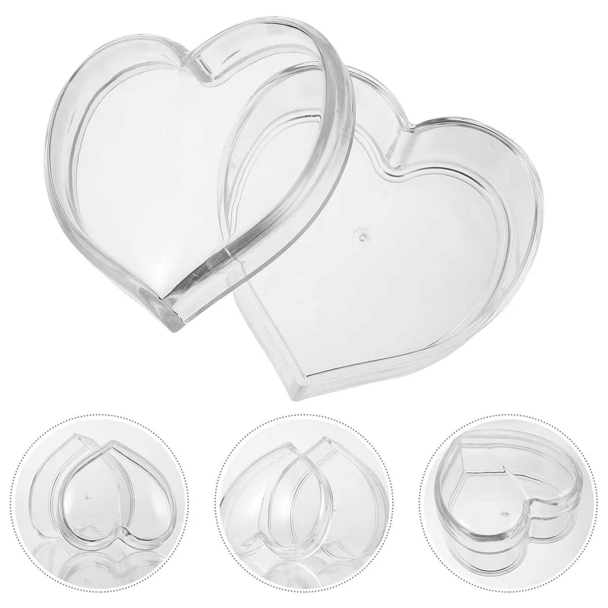 

1Pcs Heart-Shaped Jewelry Storage Box Transparent Acrylic Case for Earrings Necklaces Rings Portable Organizer Home Travel
