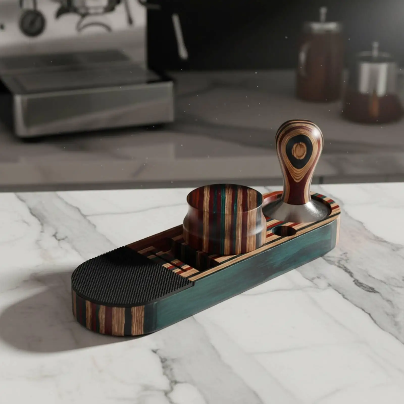 Coffee Press Base Versatile Espresso Tool Storage Holder Wood Silicone Rack for Coffee Shop Supplies Barista Workspace