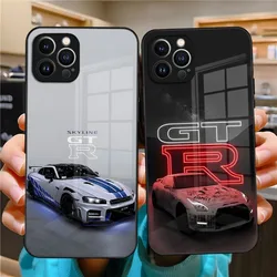 Racing GTR Sports Car Phone Case Luxury Design Glass For IPhone 14 Pro 12 11 13 Mini X XR XS Max 8 7 6 Plus SE Back Cover