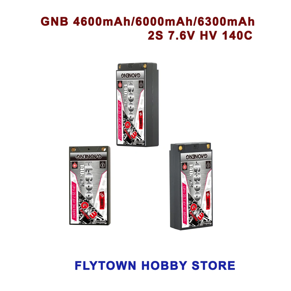 

GAONENG GNB 4600mAh/6000mAh/6300mAh 2S 7.6V HV 140C 5.0mm Bullet Shorty LiPo Battery