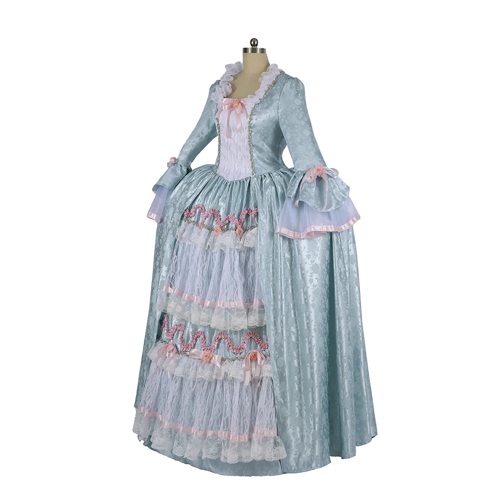 Marie Antoinette cour baroque bleu clair Rococo Colonial géorgien Cosplay Costume robe de bal robe de Renaissance médiévale