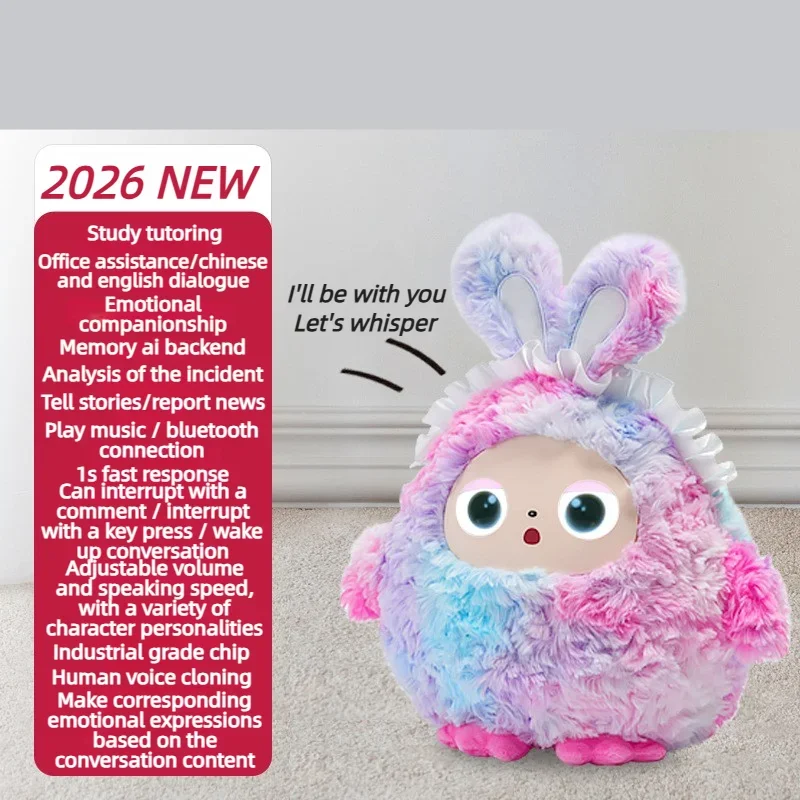 2026 NEW AI Plush Toy Robot Smart Interactive With LED Eyes&Voice Control App Compatible Soft Companion