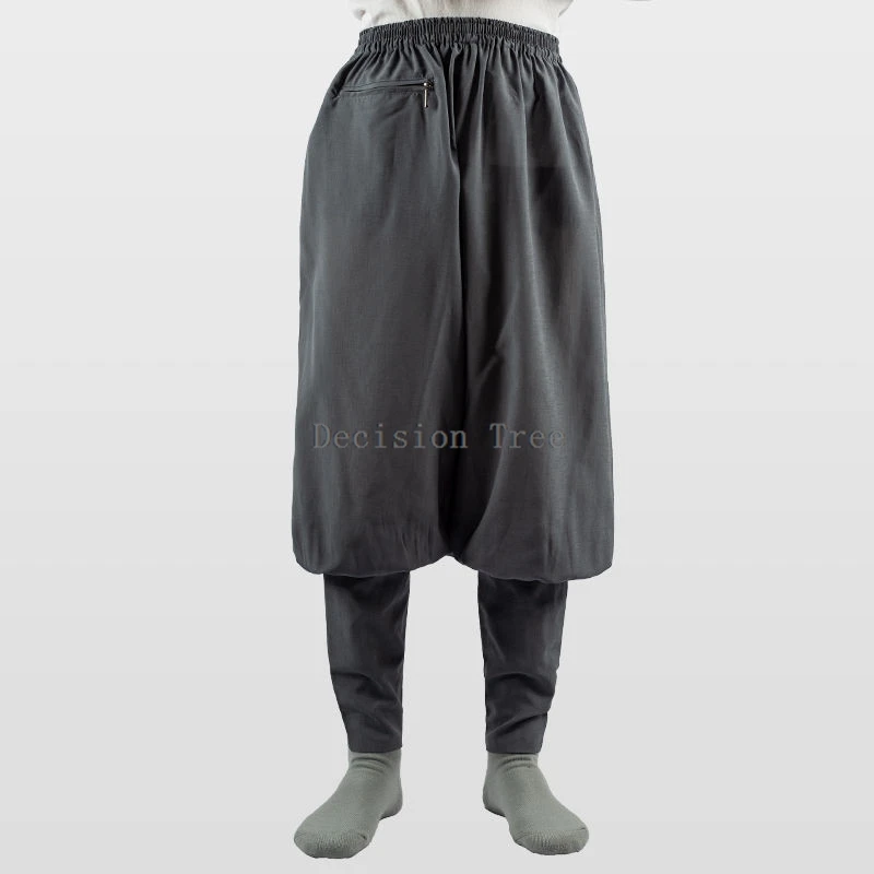 2024 chinese buddhism monk daily practice leggings pants comfortable linen men wushu trousers solid color simple casual pants