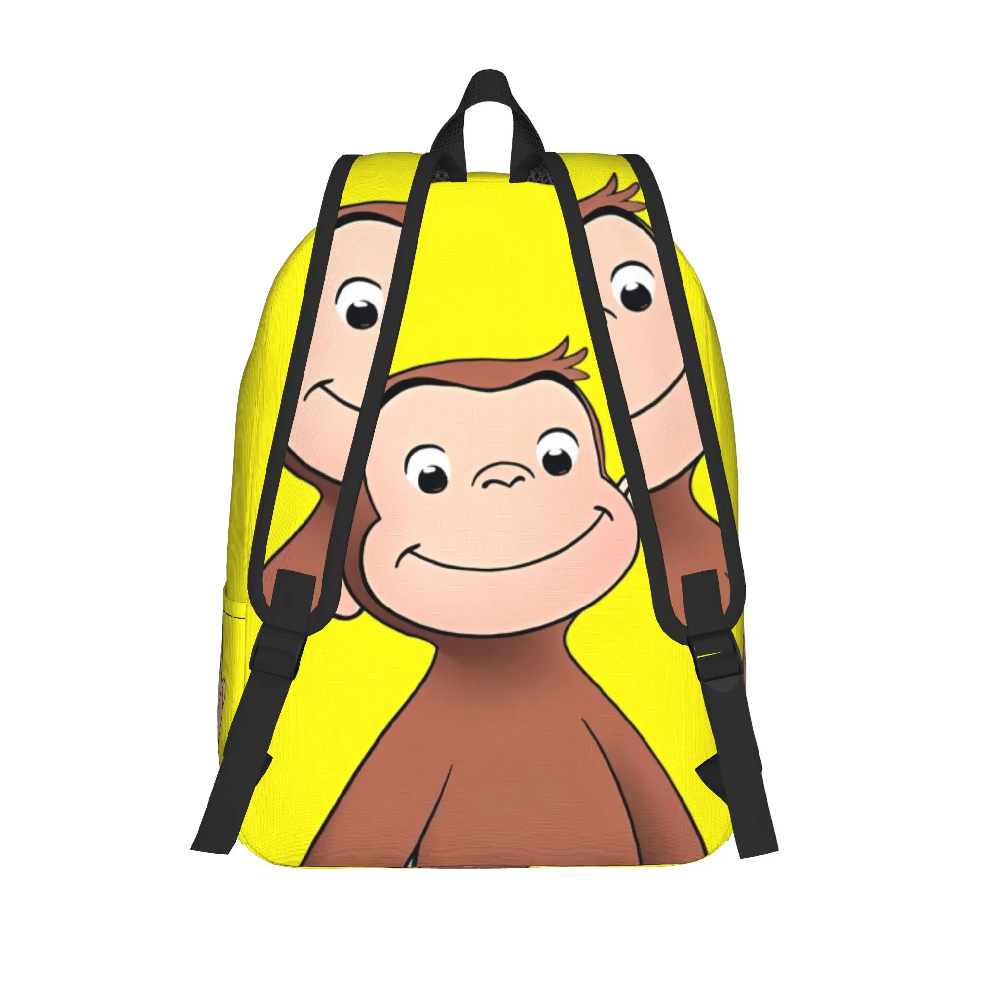 Curious Monkey Georges Cartoon Casual Backpack with Pocket School Hiking Travel TV Series Daypack Men Women Laptop Canvas Bags