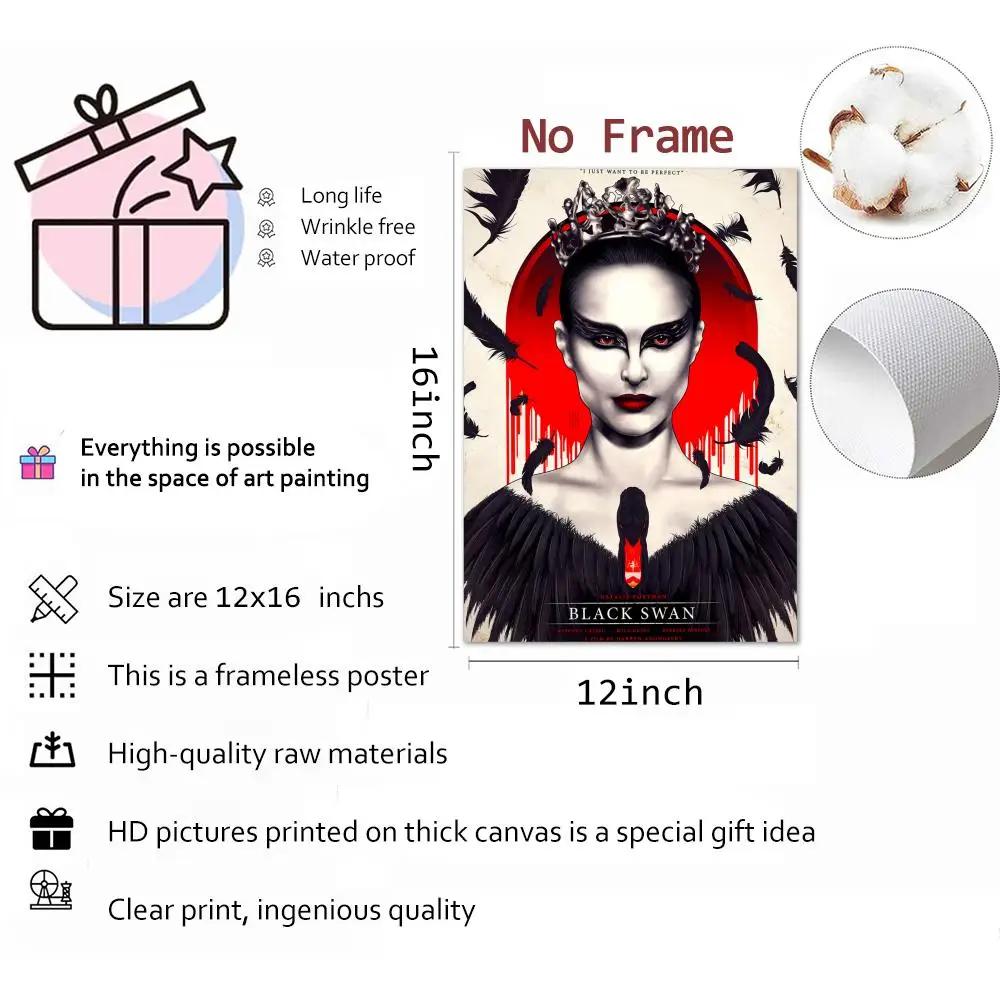 الفيلم الكلاسيكي البجعة السوداء اللوحة الخط قماش المشارك: تجعد الحرة للماء دائم جميع الفضاء جدار ديكور #6