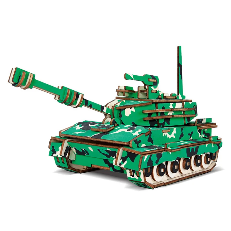 3D Wooden Puzzles Tank Model Building Kits Military Assembly Jigsaw Wood DIY Educational Toys For Children Boys Decoration