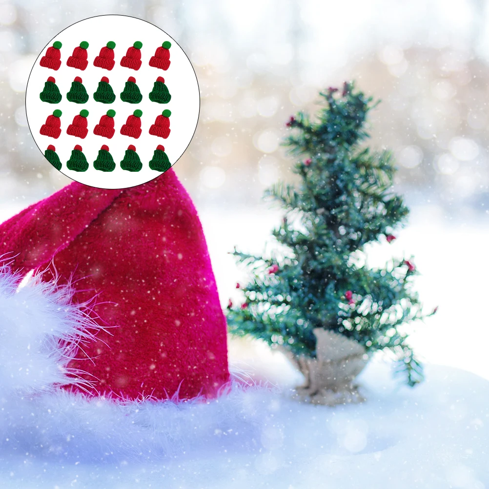 

20 Pcs Mini Santa Hat Christmas Tree Bulk Candy Hats Knitting Wool Claus Baby Ornaments