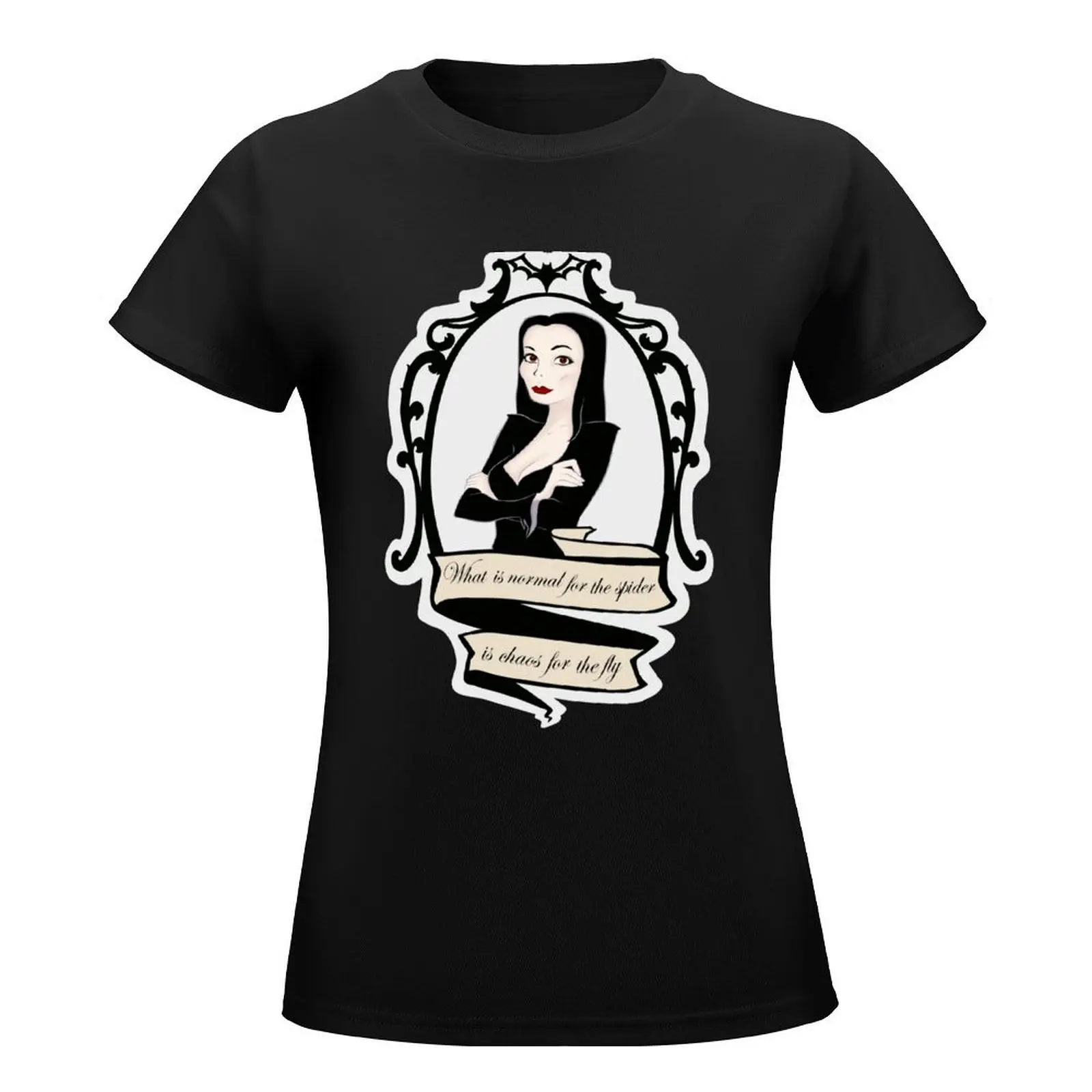 Morticia Addams camiseta, camisetas gráficas, tops de talla grande, top de verano, ropa para mujer