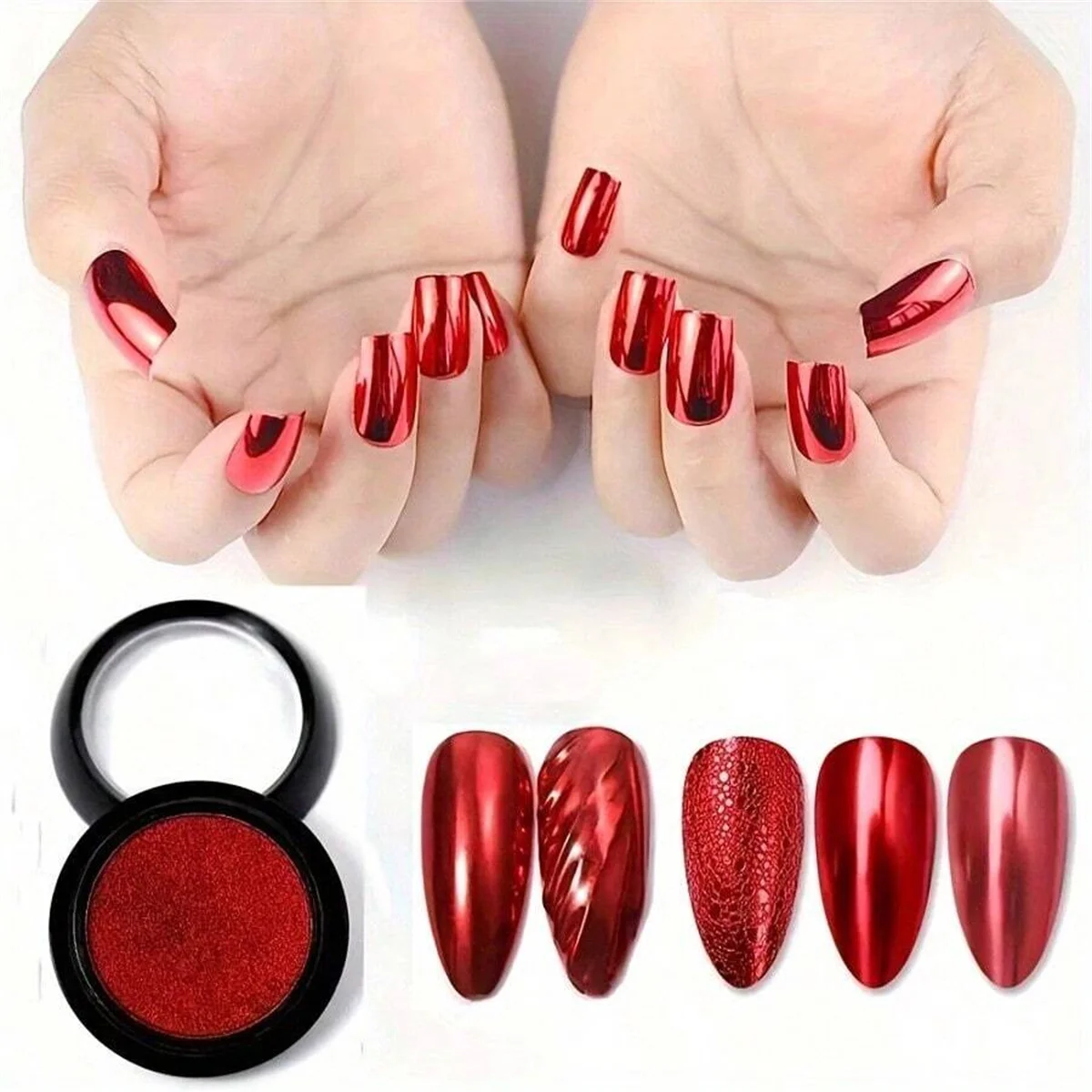 1pc Kürbis Magie Spiegel Pulver Chrom Nagel Pulver Holographische Laser Farbe Nagel Pulver Funkelnden Nail art Creation Werkzeug – Detail 8