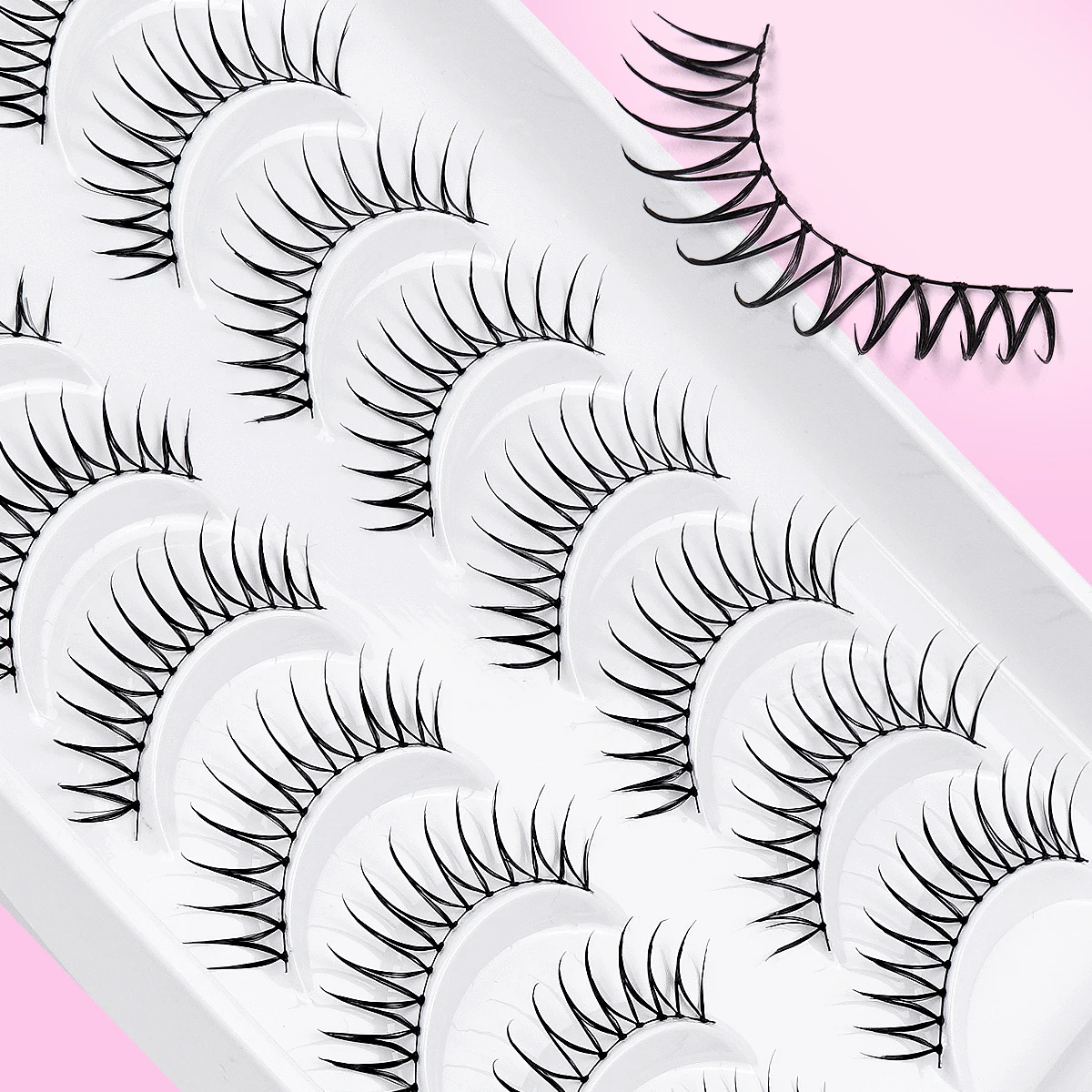 MAGEFY Natural Lashes 10 Pairs Extensions Strip Lashes Natural Look Slender Elongation Eyelashes 6-10mm Cat Eye False Eyelashes