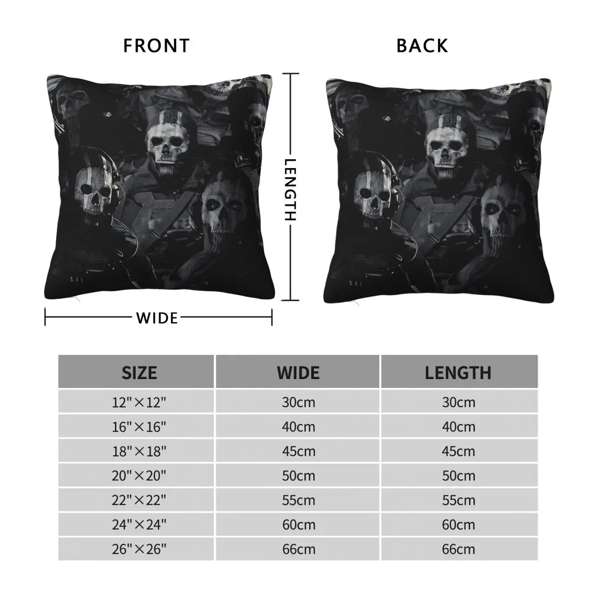 Simon Ghost Riley Pillowcase Polyester Linen Velvet Printed Zip Decorative Throw Pillow Case Sofa Seater Cushion Cover