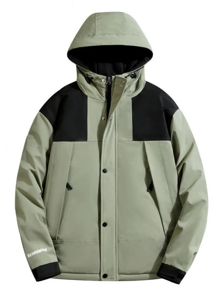 

Winter Thiened Du down Hooded Workwear Jaet Couples Coats Youth Trendy Brand Men's ort Sle White Du Feather