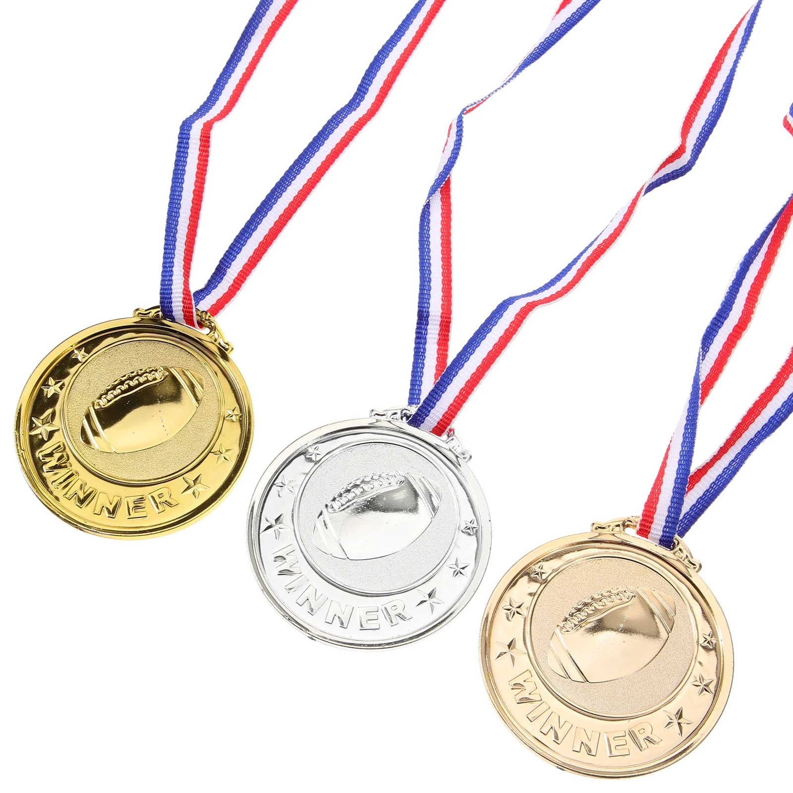

3Pcs Competition Award Medals Plastic Durable Sports for Soccer Marathon Football Game Prize Ceremony Decorations