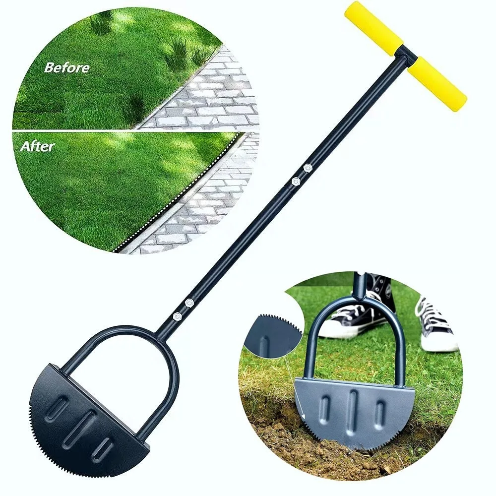 Manual Lawn Edger – Sharp Saw-Tooth Blade, Wide Foot Pedal, T-Grip Handle, Heavy Duty for Garden Border, Sidewalk Edging