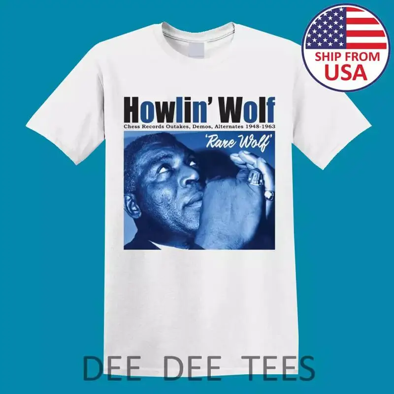 تي شيرت Howlin' Wolf Rare 1948 1963 أبيض للرجال مقاس S إلى 5Xl
