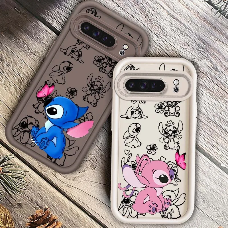 

Stitch Angel Cute Couples For Google Pixel 9 8A 8 7 7A Pro XL 5G Eye Ladder Soft TPU Shockproof Cover Phone Case
