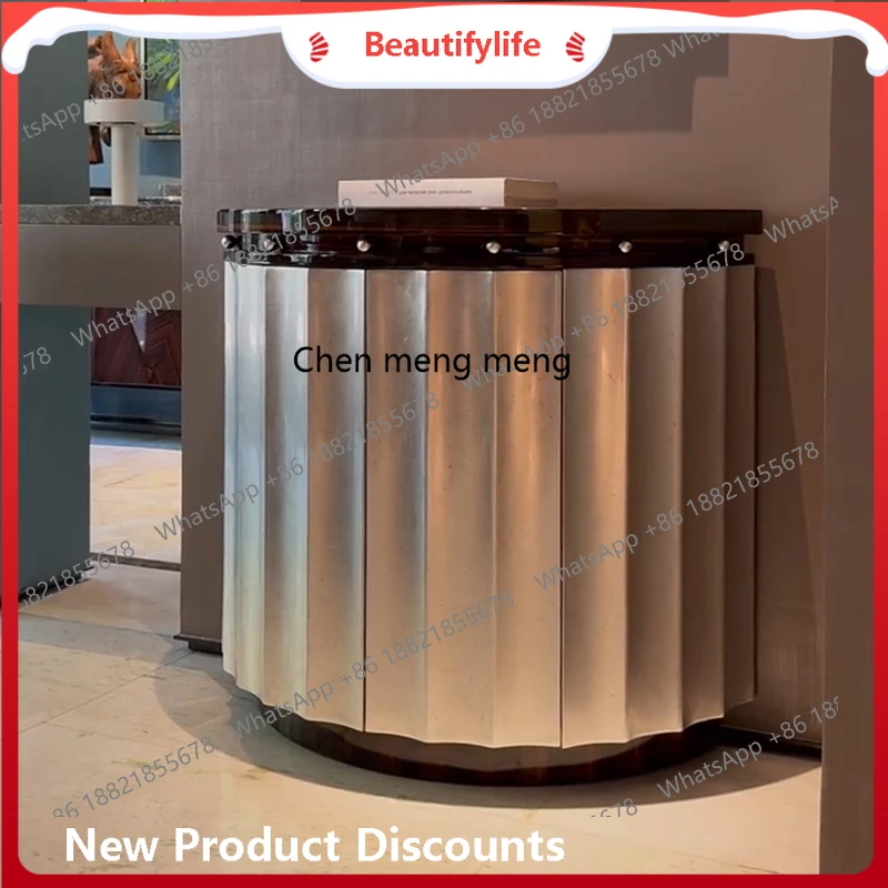 

Modern simple solid wood porch cabinet semi-round against the wall foyer, table entry porch luxury H