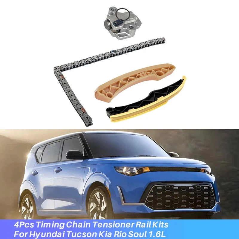 

4Pcs Timing Chain Tensioner Rail Kits For Hyundai Tucson Kia Rio Soul 1.6L 24410-2B700 24420-2B611