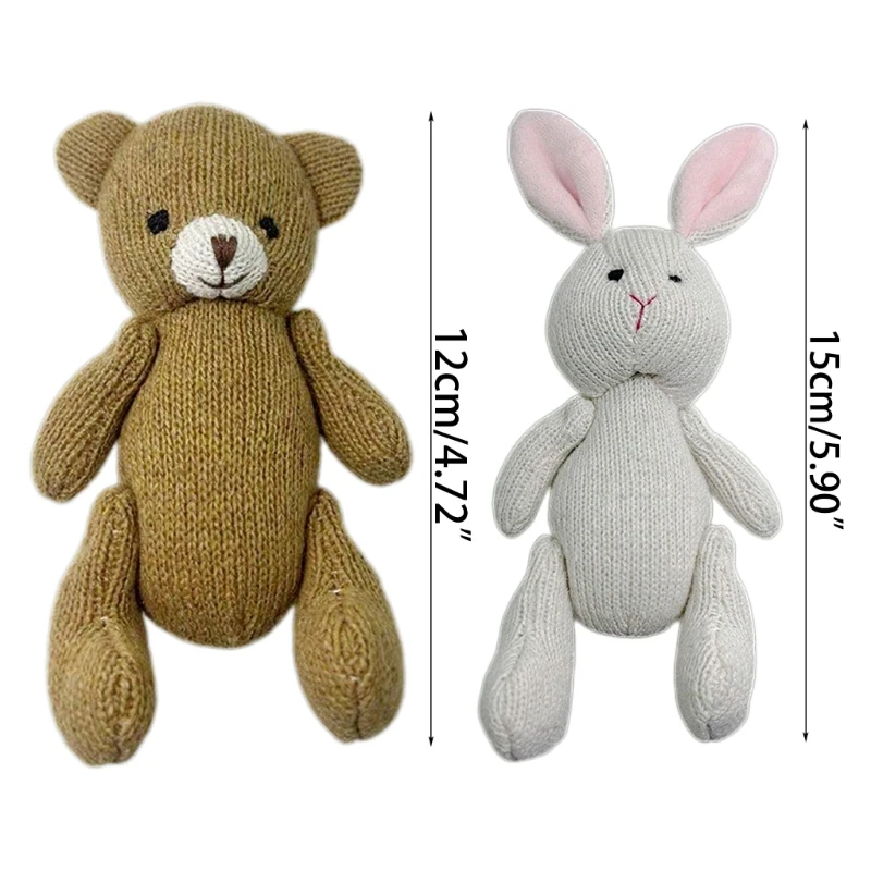 Fotografie-Requisiten für Babys, handgehäkelt, Cartoon-Bär/Kaninchen, Kuschelpuppe, Neugeborenes, Foto-Posieren, Möbel,