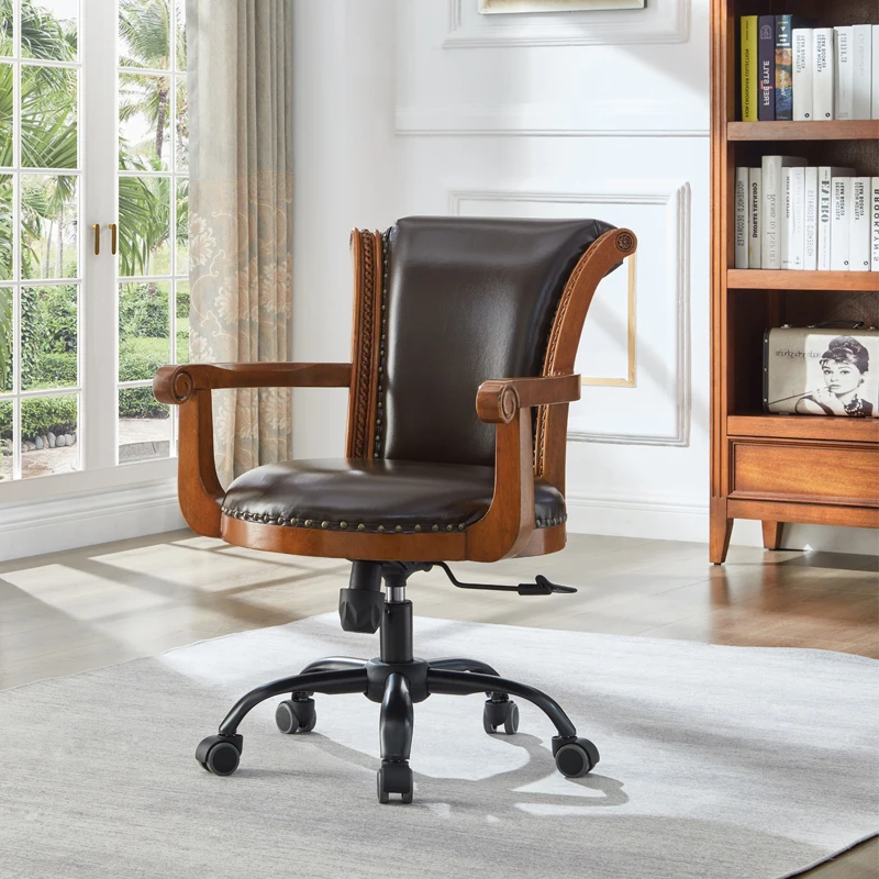 American desk chair Household small computer chair European swivel chair Bar chairs Conference chairs Solid wood leather study