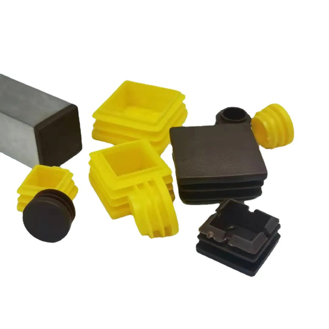 10PCS Round/Square Blanking End Caps Yellow/Brown Plastic Foot Pad Pipe Tube Inserts Plugs Stopper