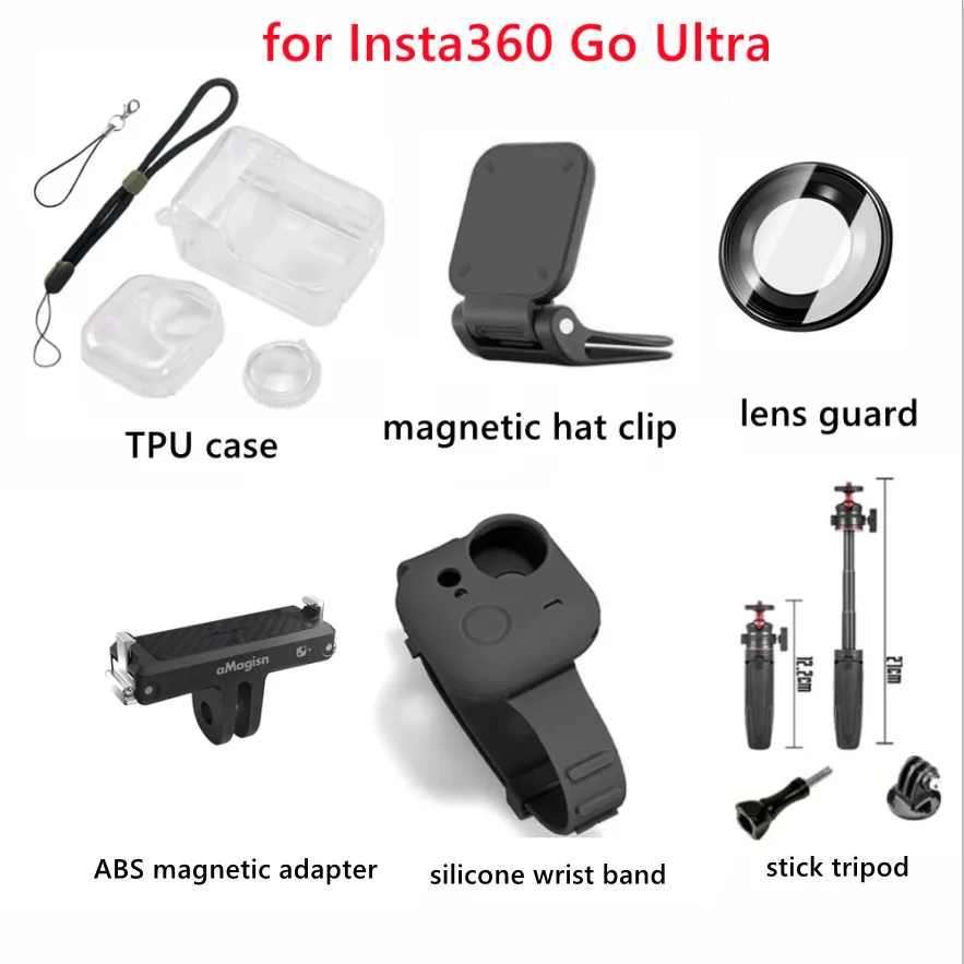 

for Insta360 Go Ultra TPU Clear Protective Case With Anti-lost Rope Transparent Body Cover Full Coverage Scratch-proof Lens Cap