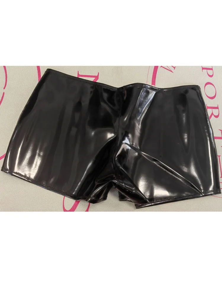 S-3XL Reversible Shiny Matt Double Sided PU Leather Shorts Wet Look PVC Convex Pouch Boxers Waterproof Trunks Ropa Boxershorts
