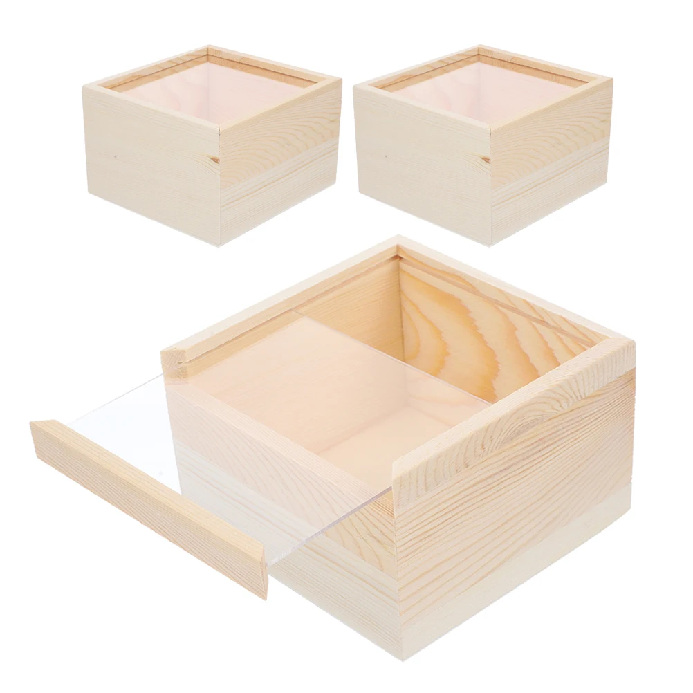 

3Pcs Vintage Wooden Box Jewelry Storage Container Trinket Organizer Case Portable Lightweight Professional Gift for Weddings