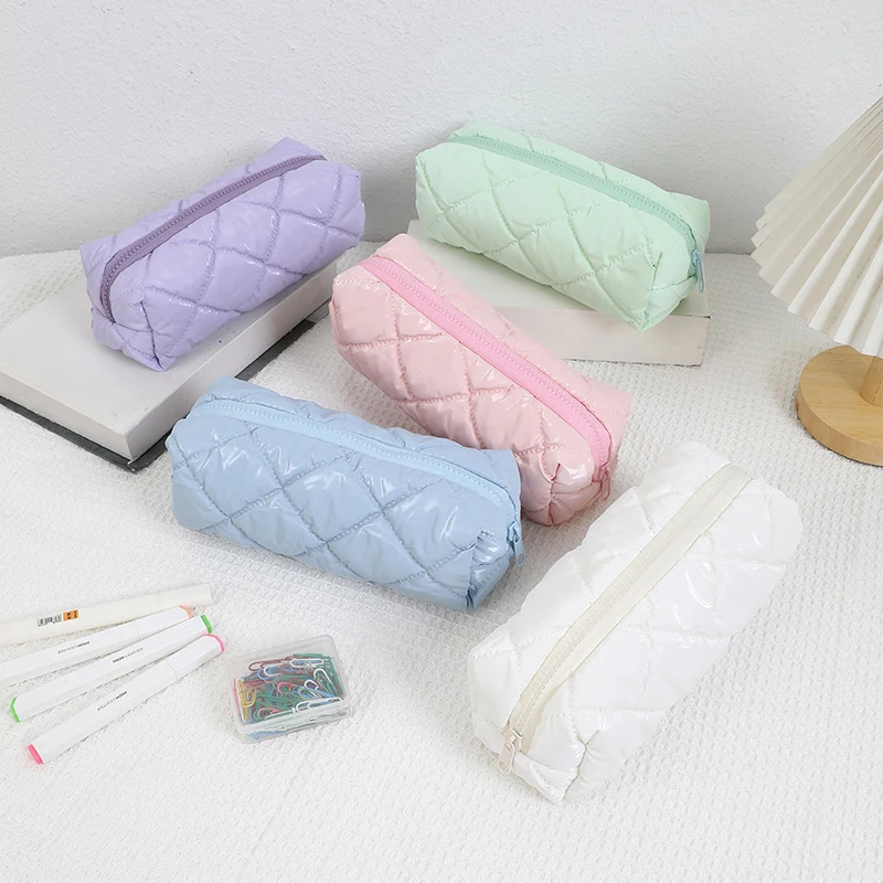 Simple Solid Color Pencil Case High Quality Student Pencil Pouch Portable Large Capacity Stationery Holder School Supplies