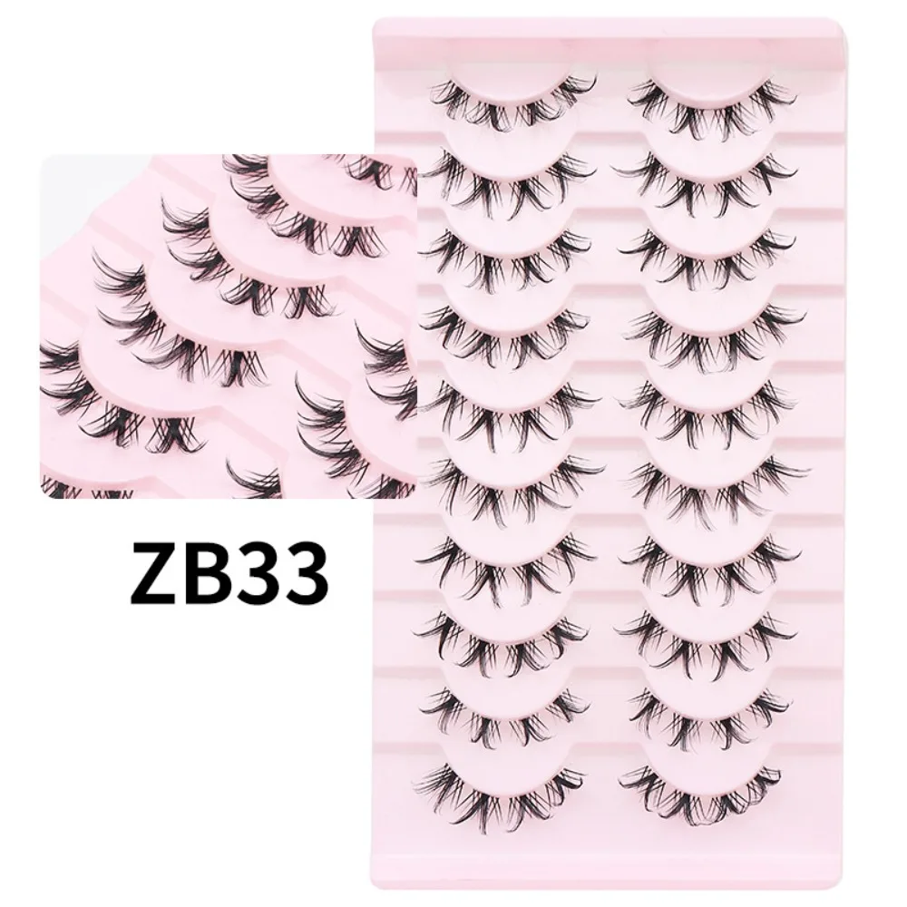 10Pairs Individual False Eyelashes Fox Eye Manga Lashes Natural Style Single Fishline Segmented Fluffy Eyelash DIY Eye Makeup