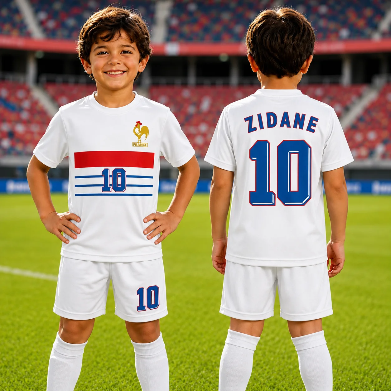 Sommer Frankreich 1998 Zidane 10 Retro-Trikot Lässige Eltern-Kind-Kleidung Lässiger Vintage Atmungsaktiver Zweiteiliger Sportanzug Fan-Geschenk – Detail 7