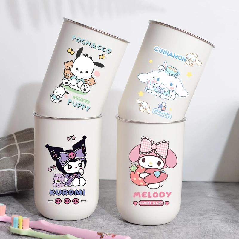 Sanrio stainless steel children's mouthwash cup, cute kuromi Hello Kitty cartoon cup, student toothbrushing cup for home use