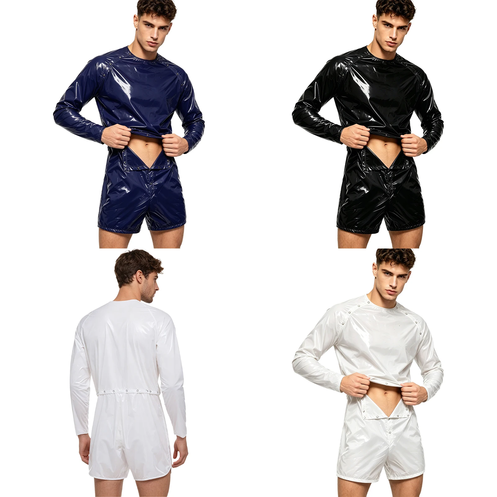 Men Tear-away Buttons Detachable Waterproof Bodysuit Swimwear Surfing Rash Guard Elderly Leak-proof Diaper Cover Sauna Suit