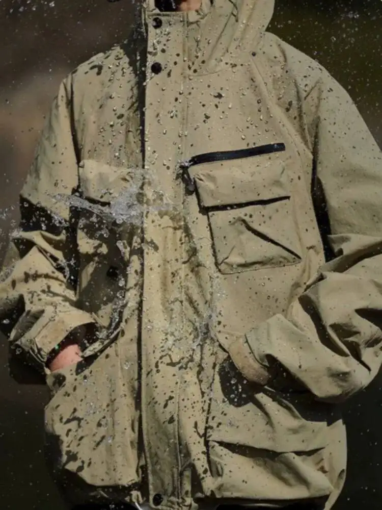 

Unisex Cargo Jacket 2025 Autumn Man Women Outdoor Pocket Cargo Jacket Unisex Windproof Waterproof Loose Hooded Outerwear