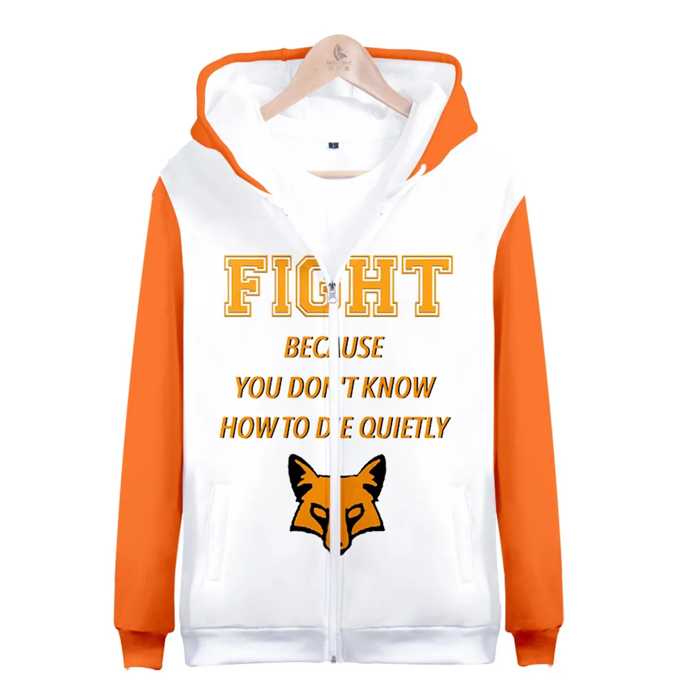 

The Foxhole Court 3D Zip-up Sweatshirt Cool High Street Casual Fashion Zipper Hooded Popular Clothes a01