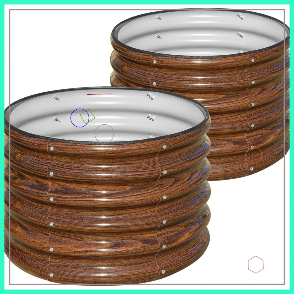 

2-Pack Round Galvanized Raised Garden Bed, 24x24x17 Inch Outdoor Planter Box for Vegetables Fruits Flowers