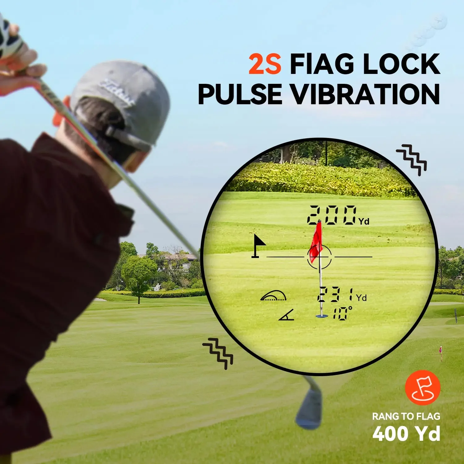 Imagem -02 - Golf Rangefinder 600m Yard Range2s 400 Yard Flag Lock Vibração Slop Switch Recarregável Adsorção Magnética Mileseey-gpf12