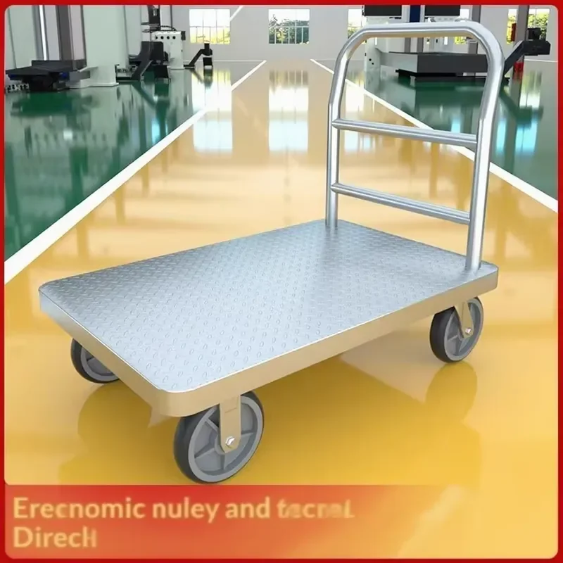 Foldable Heavy Duty Steel Trolley 500kg Load Bearing Platform Cart Industrial Hand Truck Warehouse Dolly for Moving Goods