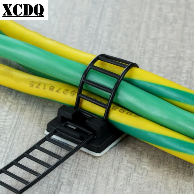 50pcs Self-Adhesive Fixed Cable Ties Reusable Gutboard Mount Heavy Duty Electric Wire Clearance Strap Plastic Clamping Collar