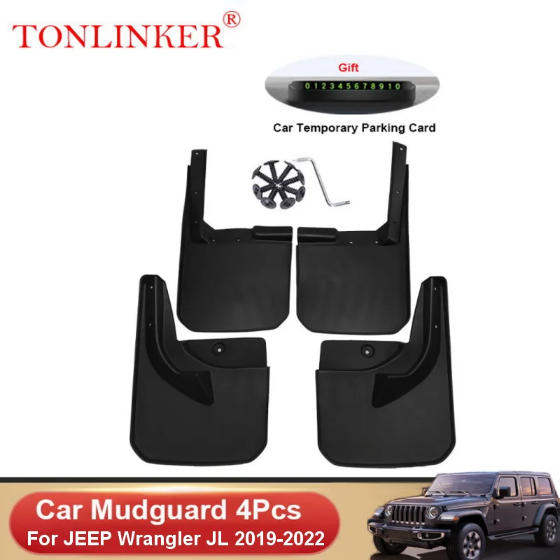 Tonlinker Car Mudguard For JEEP Wrangler JL 2019-2022 Front Rear Mud Flaps Mudguards Splash Guards Fender Mudflaps Accessories