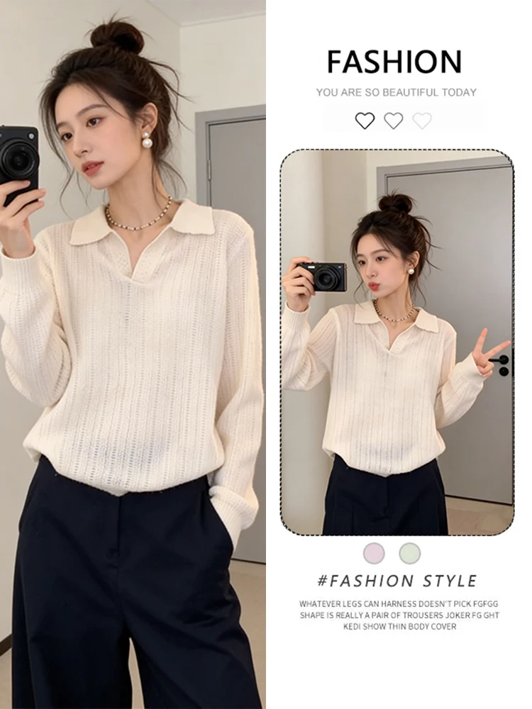 

Женский вязаный пуловер свободного кроя с длинным рукавом, мягкий повседневный свитер, новинка весеннего сезона, базовый слой