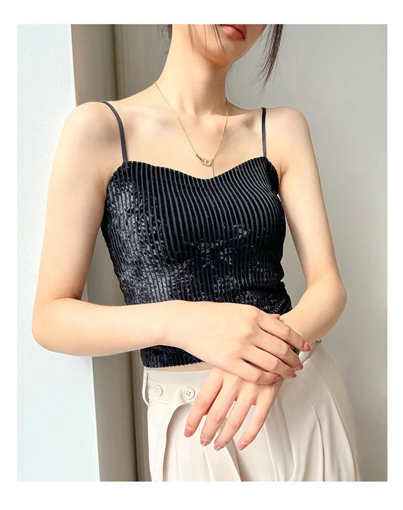 Nice Women's Intimates Underwear Autumn Winter Camisoles Velvet Small Camisole Vest Beautiful Bra Chest Cushion Warm Top Luxury