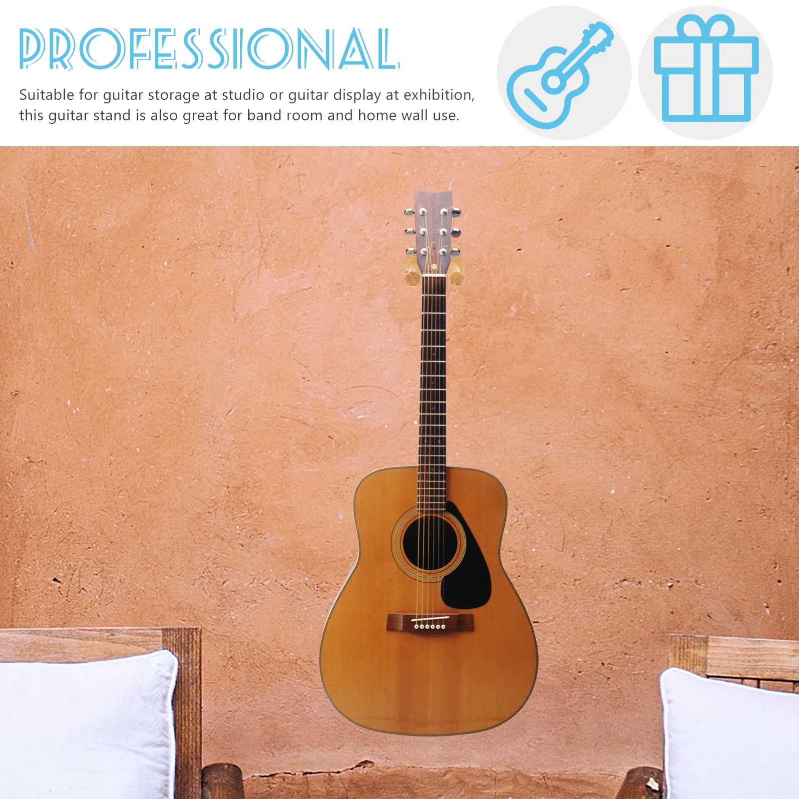 1Set Sturdy Wood Guitar Wall Mount Holder for Folk Electric Guitar Easy Install Display Storage Stand Studio Exhibition Home Use