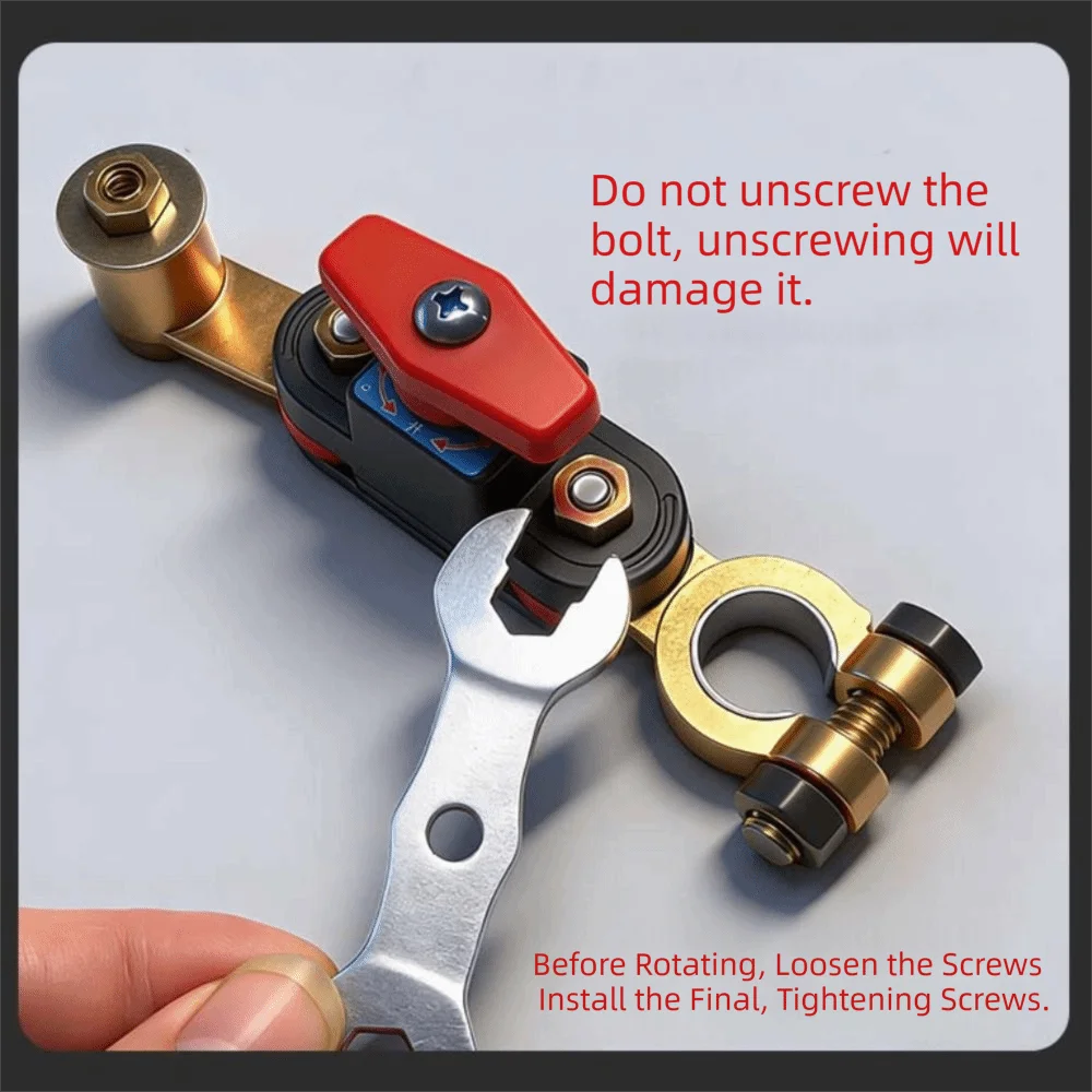 360° Rotatable Car Battery Disconnect Switch Anti-Leakage Universal Fit Battery Cutoff Switch High Power Brass Battery Switch